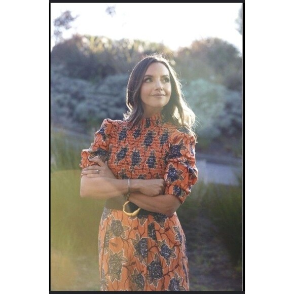 Autumn Adeigbo Dress Women 4 Smocked Floral Puff Sleeve Ruffle Boho Cottage Core - Picture 5 of 16